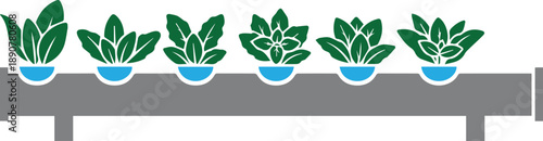 Hydroponic Plant System Icon with Pipes
