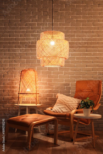 Interior of dark room with ...