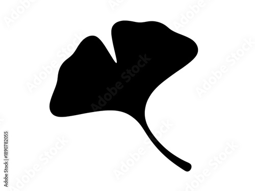 Minimalist ginkgo biloba leaf silhouette for wellness and herbal medicine branding as a single vector illustration isolated on transparent background.