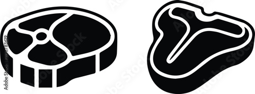 meat steak cuts silhouette vector icon set for food restaurant and butcher design