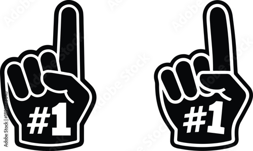 number one foam finger hand silhouette vector icon for sports fan victory design