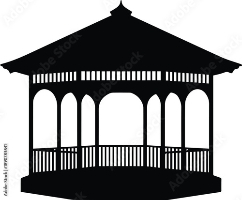 traditional gazebo pavilion silhouette vector architecture illustration