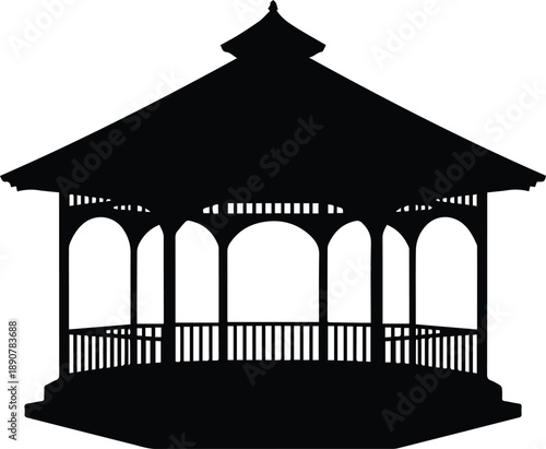traditional gazebo pavilion silhouette vector architecture illustration