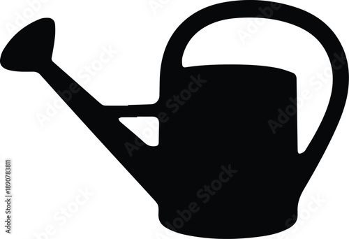 Minimalist black garden watering can silhouette vector icon