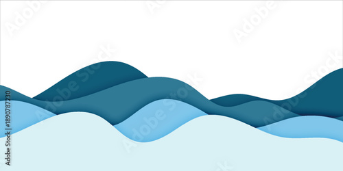 Abstract Blue Wave Pattern With Layered Ocean Waves In Soft Gradients For Design Projects Visuals