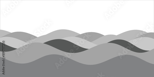 Abstract Gray Wave Pattern With Overlapping Hills Creates Calm, Modern Texture for Design