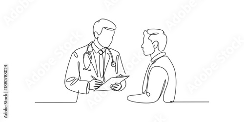 A minimalist illustration depicting a doctor and patient interaction during an appointment