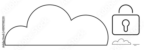 Cloud security icon. Cloud storing data with a secure lock symbol s cloud security, safe data storage, and protected access. For cloud storage, cybersecurity, tech apps, data protection, IT tools