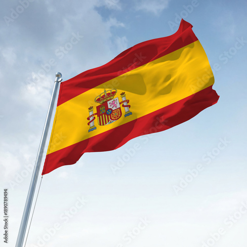 The Spanish flag flies on the flagpole
