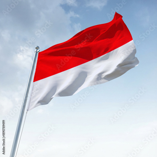 The Indonesian flag flies on the flagpole.