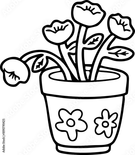 Easter cartoon, bunny, spring flowers, tangible elements, hand-drawn illustrations.