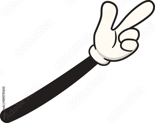 Vintage Cartoon Gloved Hand Pointing Right Icon
