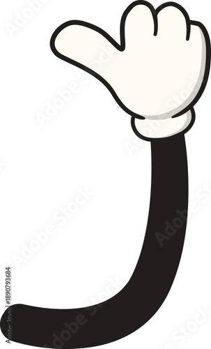 Vintage Cartoon Gloved Hand Waving in Classic Animation Style
