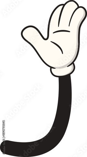 Animated Cartoon Gloved Hand Waving and High Five in Retro Style