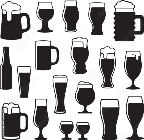 Various beer glasses and bottles icons