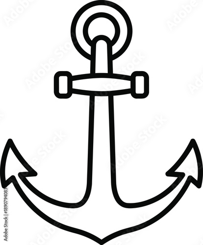 Anchor Line Icon for Maritime Navigation, Sea Travel and Nautical Symbol Design
