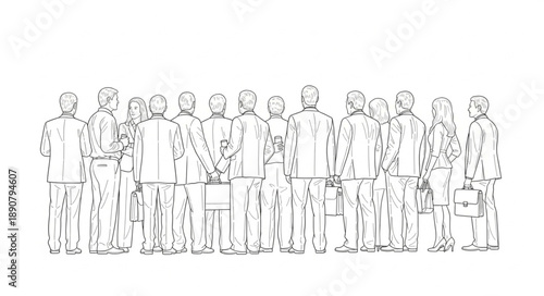 Group of soldiers standing in formation sketch.