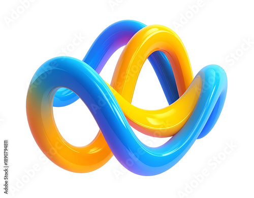 3D-rendered, colorful interlocked looping shapes on a dark background
