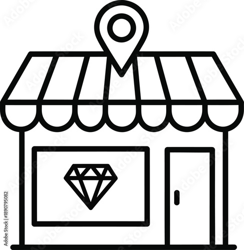 Jewelry Store Location Icon with Map Pin for Retail, Shop and Business Navigation Design
