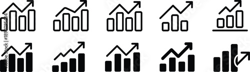 Growing graph icon design showing rising bar chart growth trends data analysis and success measurement visuals