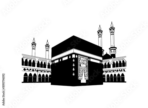 Black and White Mosque Illustration