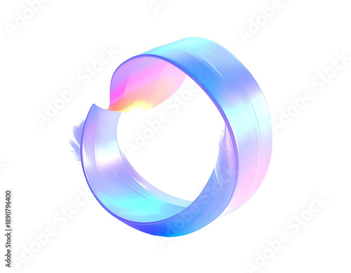 Swirling, iridescent ribbon against black, suggesting infinite loop