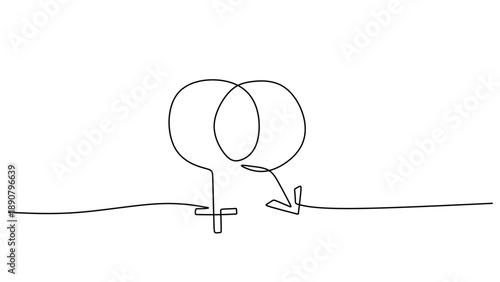 Continuous Line Art of a Man and Woman Couple Profile
