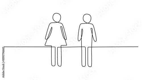 Minimalist One Line Drawing of Male and Female Profile Icons