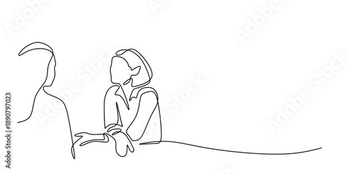 Continuous Line Drawing of a Therapist Listening to a Patient