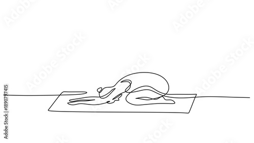 Minimal Line Art of a Woman in Yoga Child's Pose