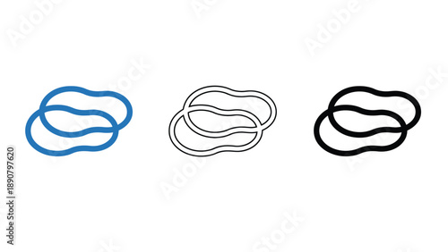 A set of colorful rubber bands on a plain white background
