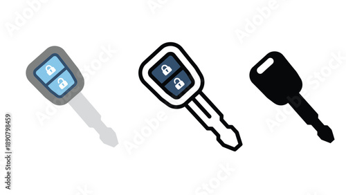 Three different car keys with lock icons on a white background