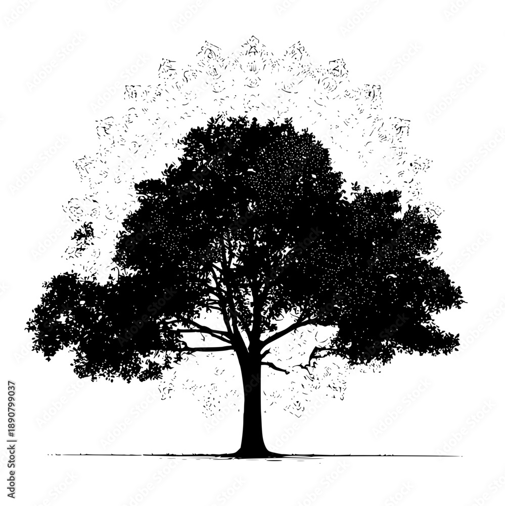 Fototapeta premium Silhouette of a tree with intricate background design creating a unique artistic effect and style