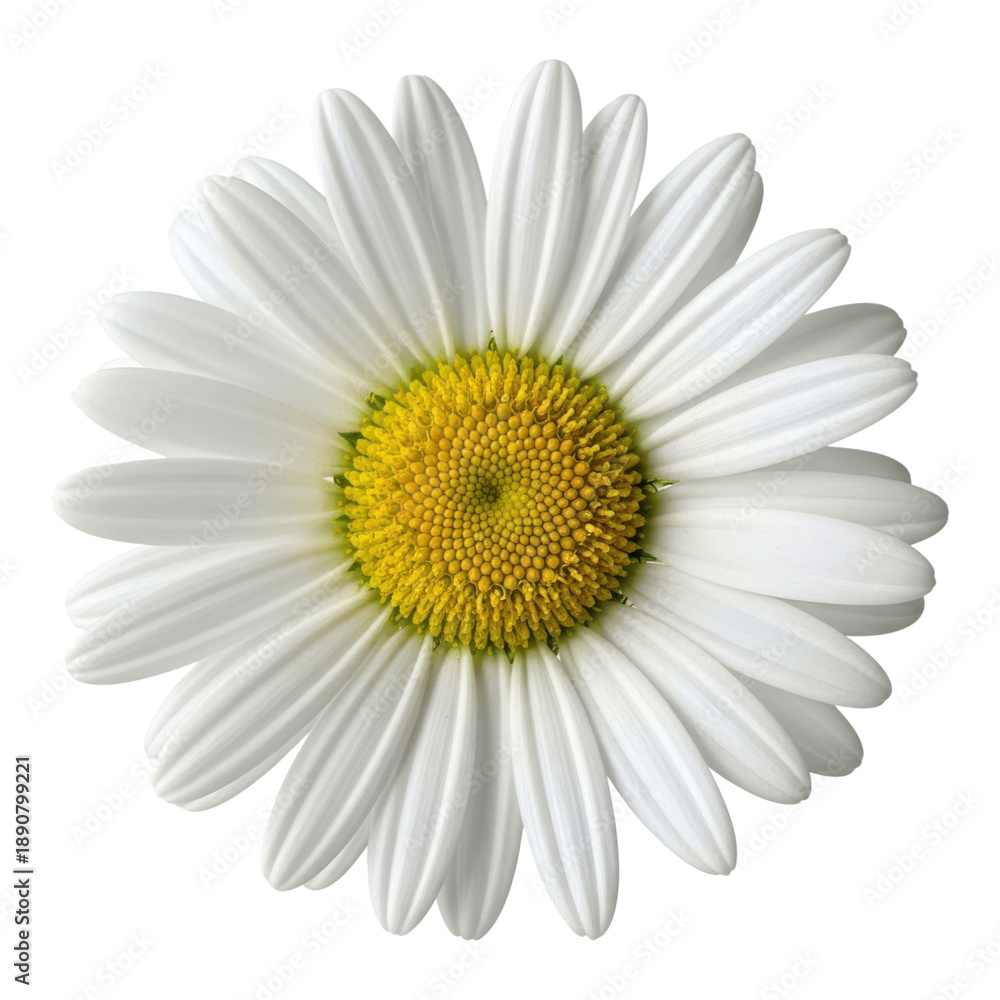 Fototapeta premium Beautiful white daisy flower isolated on transparent background with yellow center