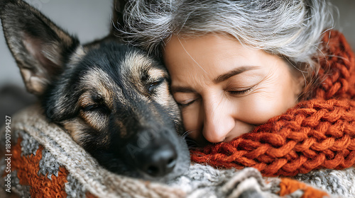 A senior cuddles with a therapy dog in a retirement home, highlighting comfort, trust, and the emotional support animals provide.