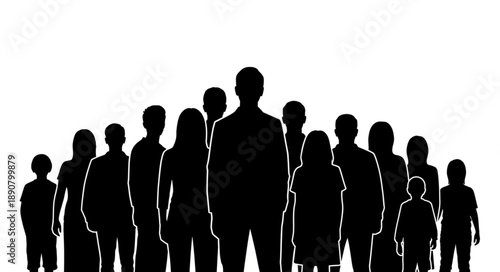 Silhouette Group of People Standing Together.