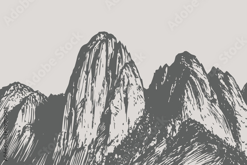 Halftone stipple effect on a mountain for grunge punk y2k collage design vector illustration. Y2K collage design, Brutalist noisy retro photocopy background with mound. Eps 10