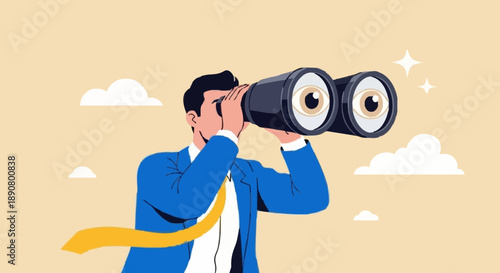 Man Looking Through Binoculars