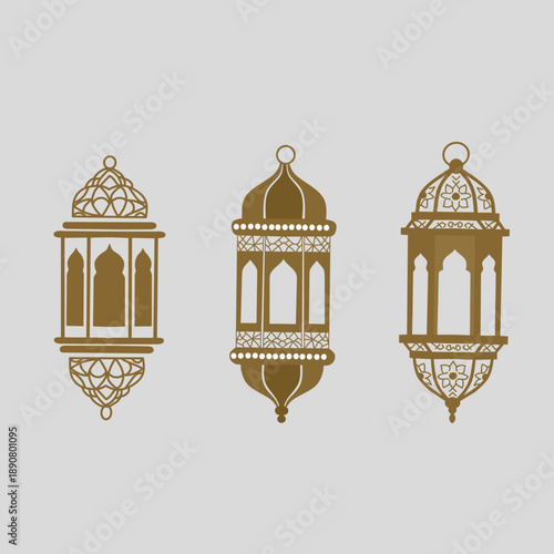 vector illustration of a  gold islamic lantern