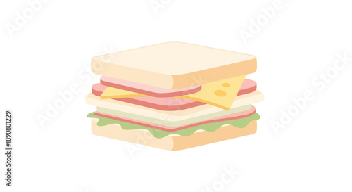 Delicious club sandwich with ham, cheese, and lettuce