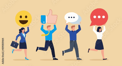 Happy People With Symbols