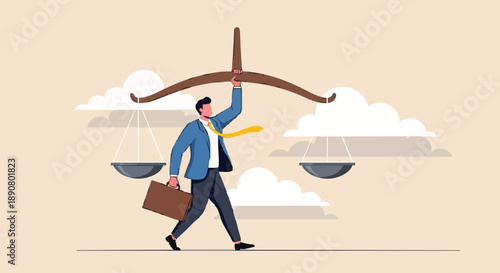 Business Man With Balance Scale