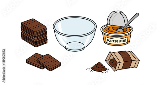Delicious dulce de leche and chocolate sandwich cookies ingredients