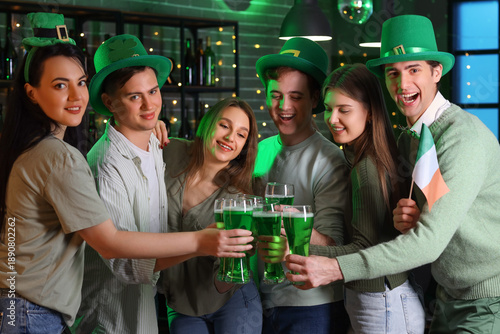 Young friends in green hats...