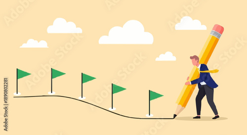 Small man with big pencil