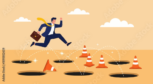 Business Man Overcoming Obstacles