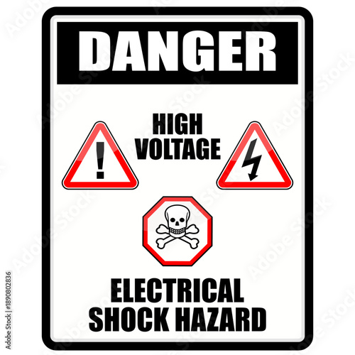 Danger, High Voltage, Electrical Shock Hazard, sign vector