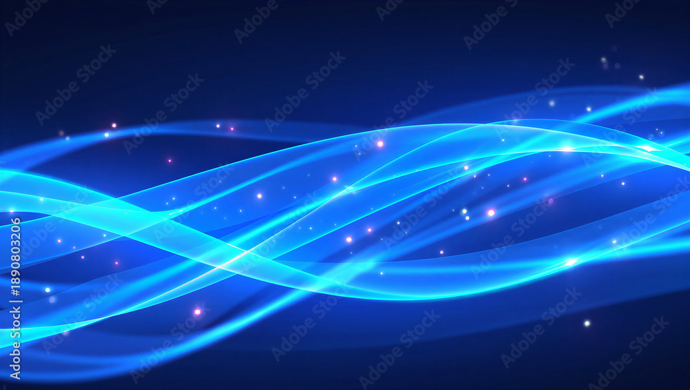 Obraz premium Intertwining bright blue light trails with sparkling particles