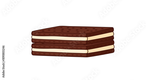 Delicious ice cream sandwich with chocolate wafers and creamy filling