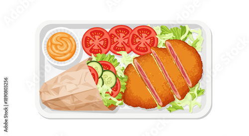 Delicious chicken cordon bleu with fresh vegetables and sauce